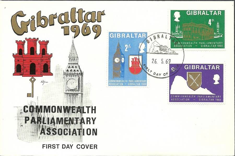 Znaczek Gibraltar 1969 Mi 221-223 FDC