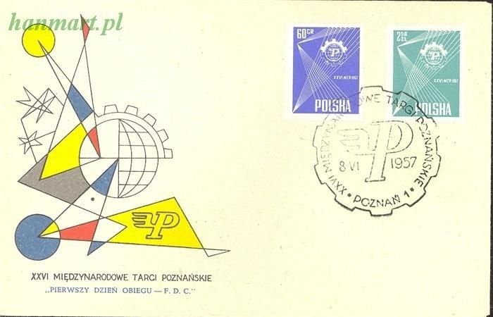 Znaczek Polska 1957 Mi 1018-1019 Fi 874-875 FDC