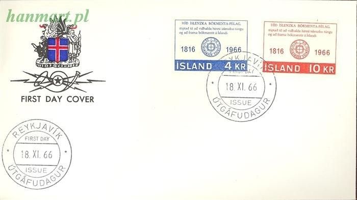 Znaczek Islandia 1966 Mi 406-407 FDC