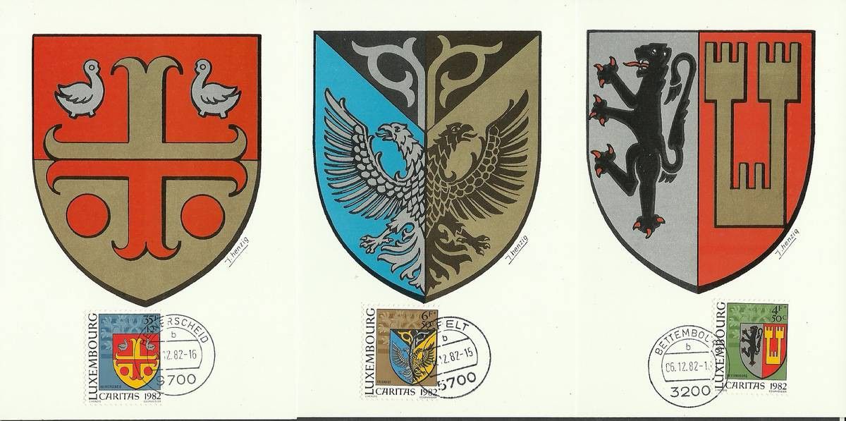 Znaczek Luksemburg 1982 Mi 1063-1064+1067 Karta Max