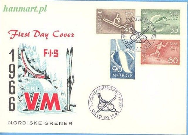 Znaczek Norwegia 1966 Mi 537-540 FDC