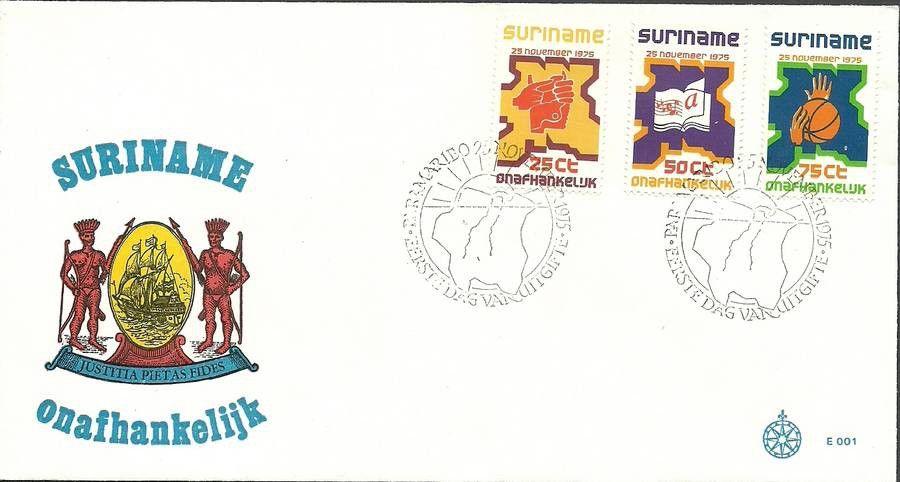 Znaczek Surinam 1975 Mi 702-704 FDC