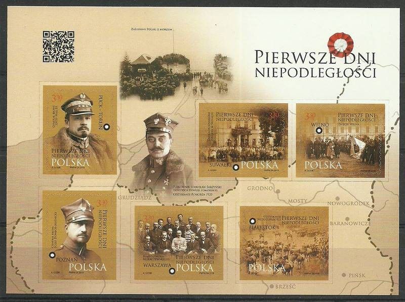 Znaczek Polska 2019 Mi ark 5173-5178 Fi bl 228 Czyste **