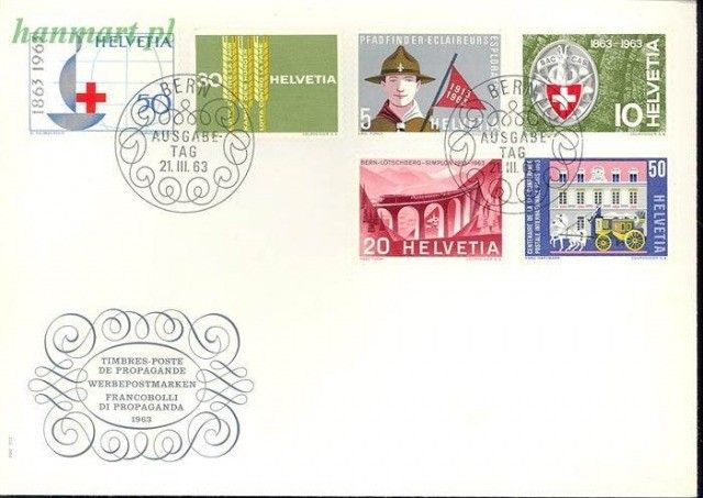 Znaczek Szwajcaria 1963 Mi 768-773 FDC