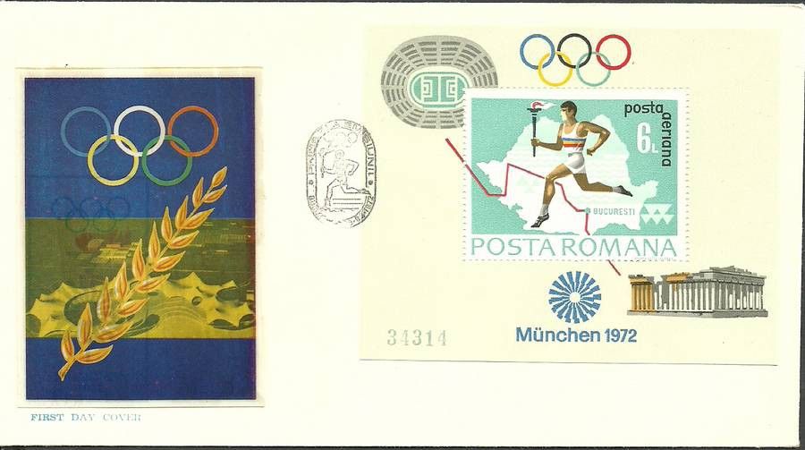 Znaczek Rumunia 1972 Mi bl 93 FDC
