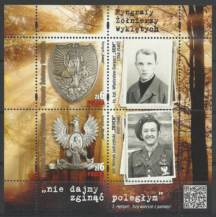 Znaczek Polska 2020 Mi bl 296 Fi bl 229 Czyste **