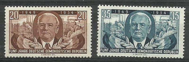 Znaczek NRD / DDR 1954 Mi 443-444 Czyste **