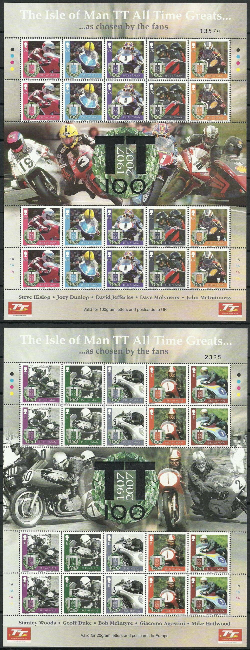 Znaczek Wyspa Man 2007 Mi lx ark 1333-1342IC Czyste **