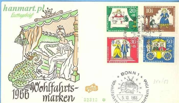 Znaczek Niemcy 1966 Mi 523-526 FDC