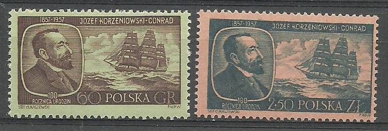 Znaczek Polska 1957 Mi 1043-1044 Fi 898-899 Czyste **