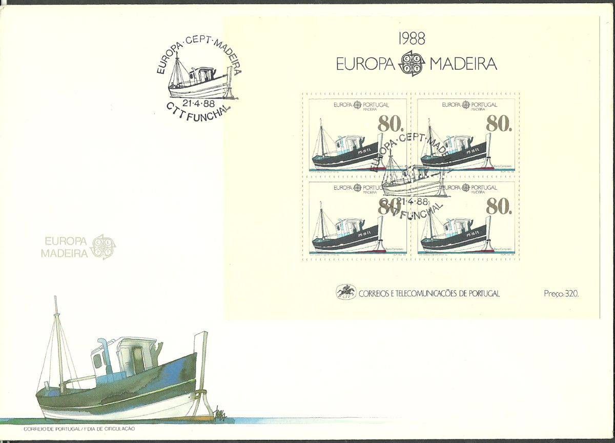 Znaczek Madera 1988 Mi bl 9 FDC