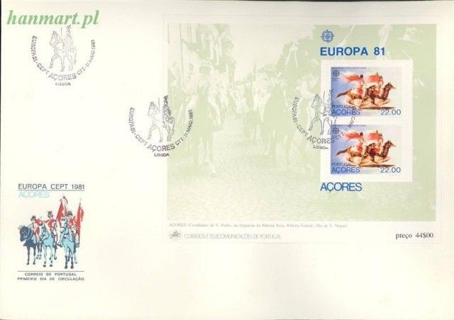 Znaczek Azory 1981 Mi bl 2 FDC
