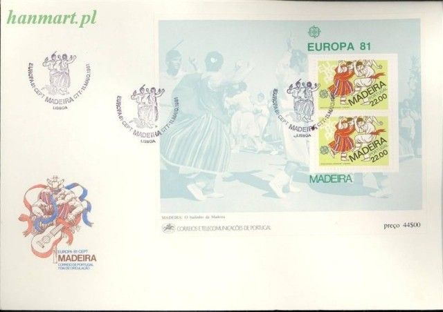 Znaczek Madera 1981 Mi bl 2 FDC