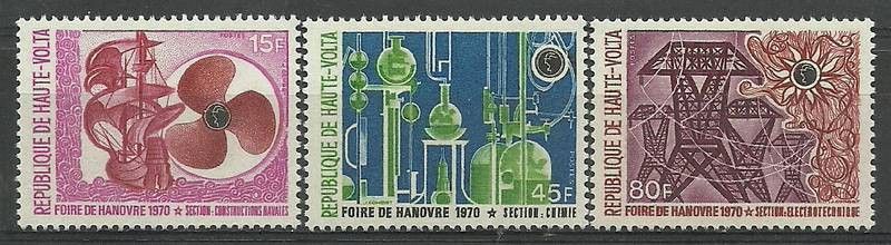 Znaczek Górna Wolta 1970 Mi 301-303 Czyste **