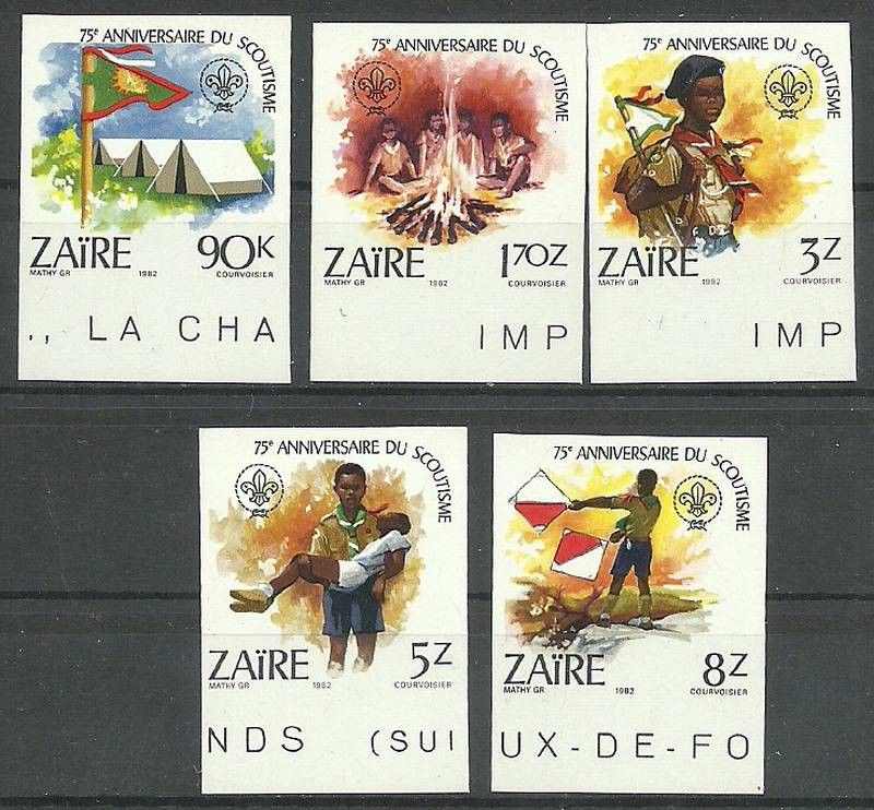 Znaczek Kongo Kinszasa / Zair 1982 Mi 786-790B Czyste **