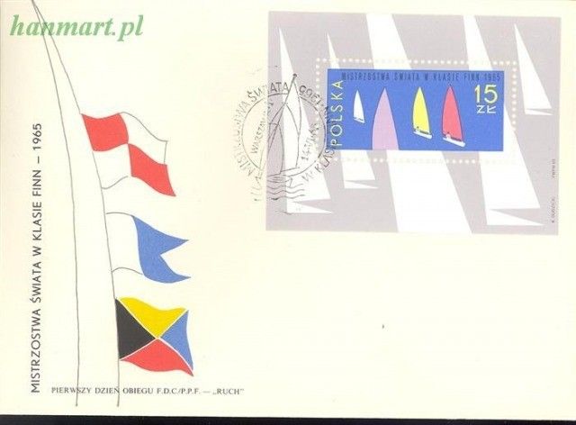 Znaczek Polska 1965 Mi bl 36 Fi bl 45 FDC