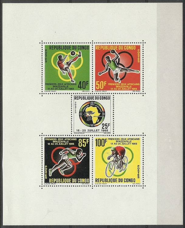 Znaczek Kongo 1965 Mi bl 3 Czyste **