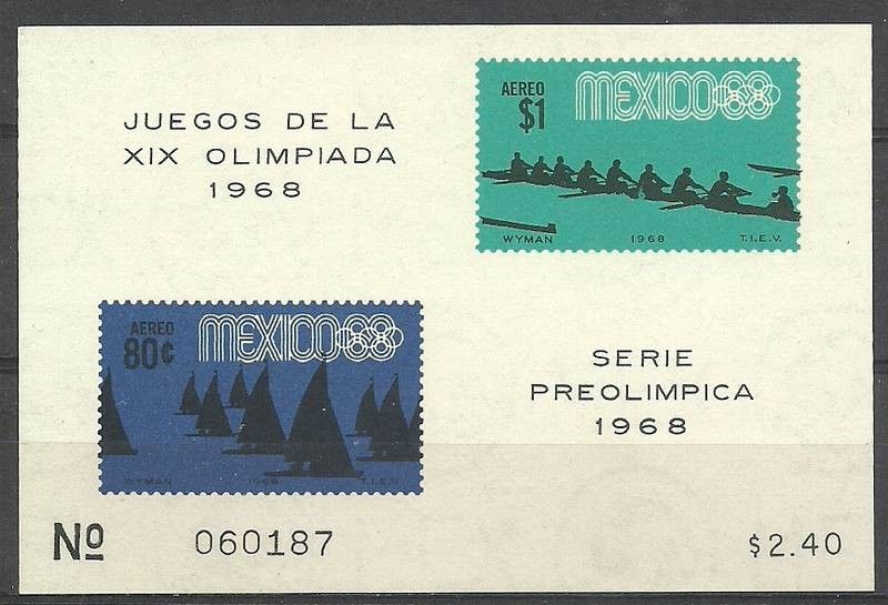Znaczek Meksyk 1968 Mi bl 13 Czyste **