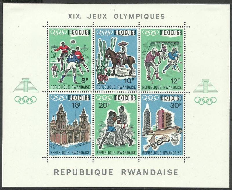 Znaczek Rwanda 1968 Mi bl 13 Czyste **