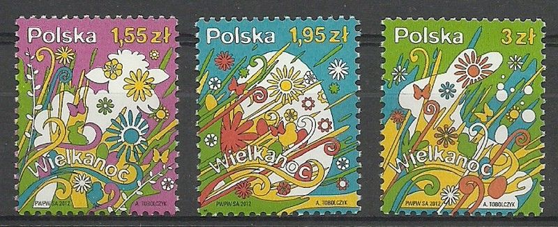 Znaczek Polska 2012 Mi 4550-4552 Fi 4400-4402 Czyste **