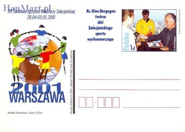 Znaczek Polska 2001 Fi Cp 1254 Całostka pocztowa