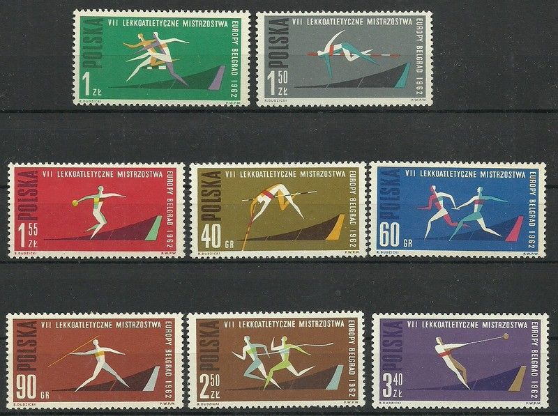 Znaczek Polska 1962 Mi 1338-1345 Fi 1190-1197 Czyste **