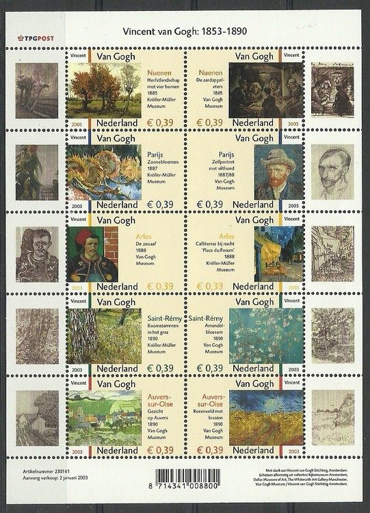 Znaczek Holandia 2003 Mi ark 2073-2082 Czyste **