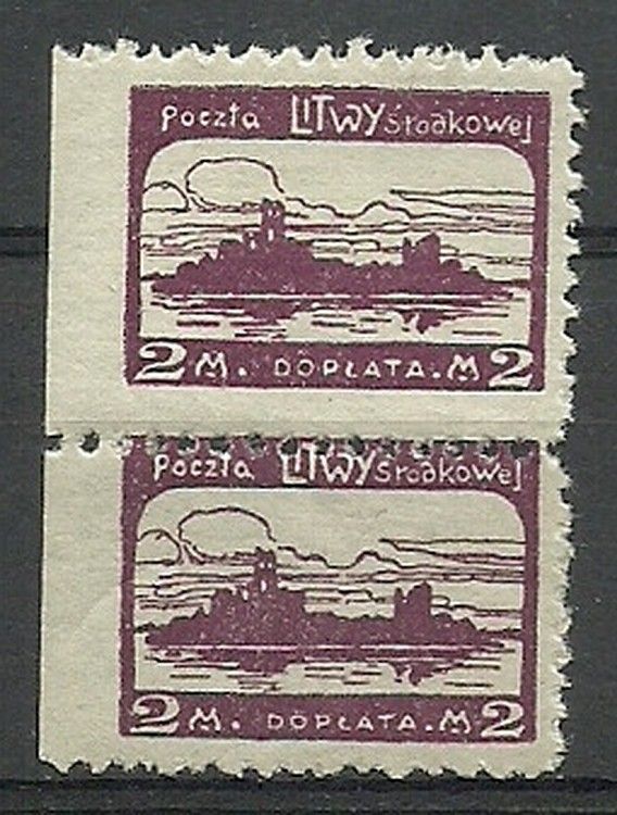 Znaczek Litwa Środkowa 1920 Mi 3b Fi 1-3A Czyste **