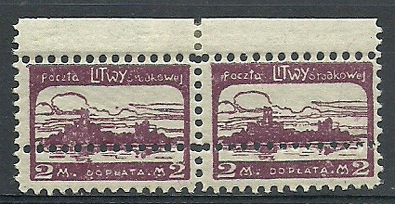 Znaczek Litwa Środkowa 1920 Mi 3a Fi 1-3A Czyste **