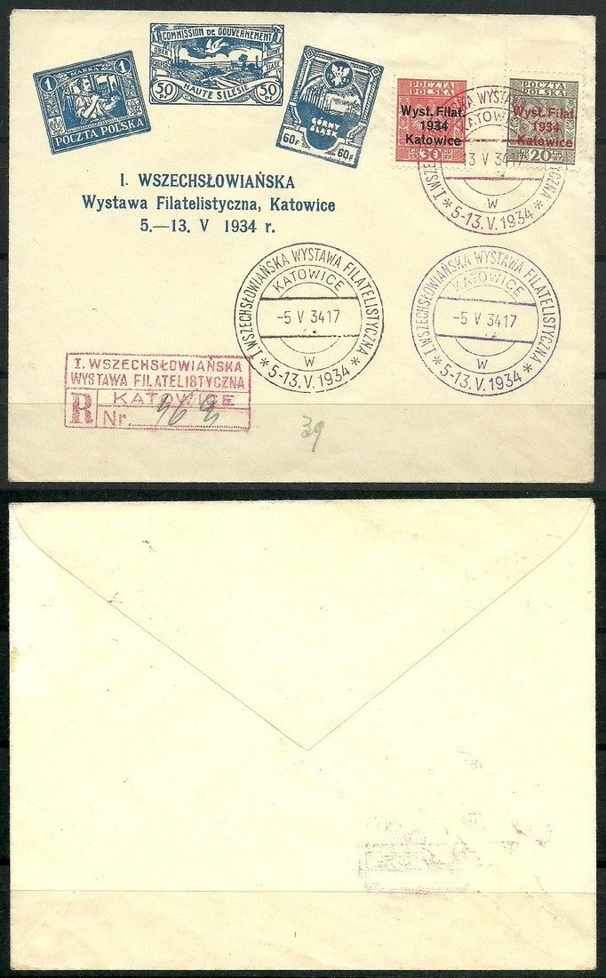 Znaczek Polska 1934 Mi lis 285-286 Fi lis 264-265 Całość pocztowa