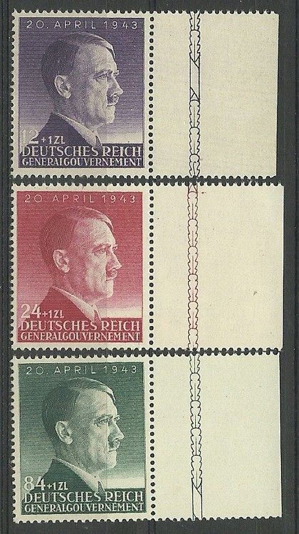 Znaczek Generalna Gubernia / GG 1943 Mi 101-103 Fi 101-103 Czyste **