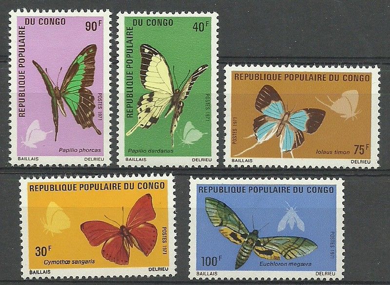 Znaczek Kongo 1971 Mi 323-327 Czyste **