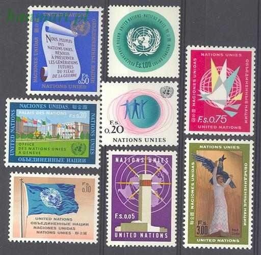 Znaczek Narody Zjednoczone Genewa 1969 Mi 1-8 Czyste **