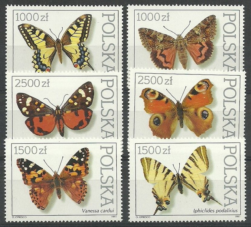 Znaczek Polska 1991 Mi 3343-3348 Fi 3195-3200 Czyste **