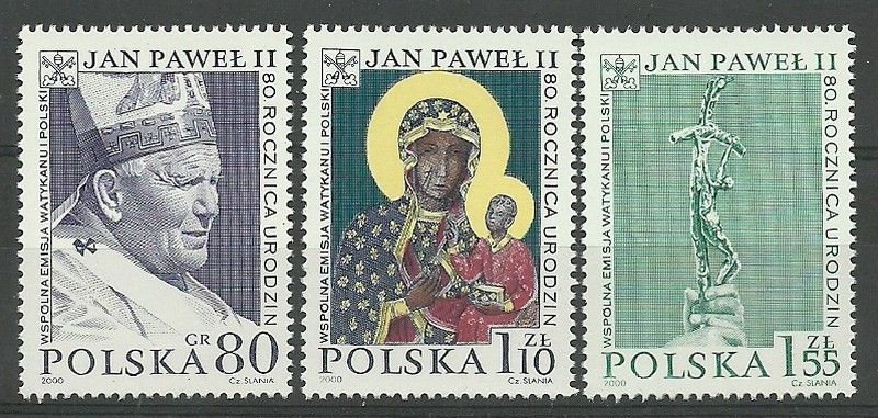 Znaczek Polska 2000 Mi 3830-3832 Fi 3682-3684 Czyste **