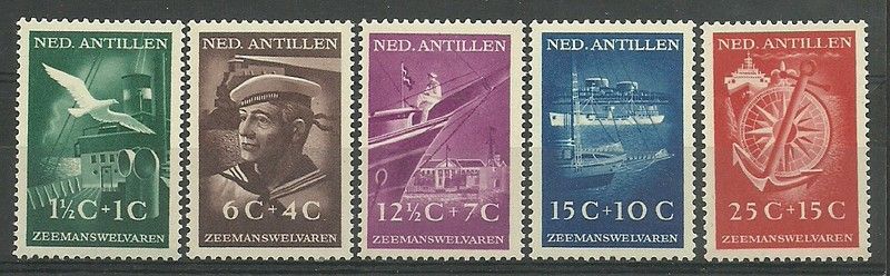 Znaczek Antyle Holenderskie 1952 Mi 34-38 Czyste **