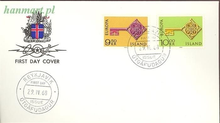 Znaczek Islandia 1968 Mi 417-418 FDC