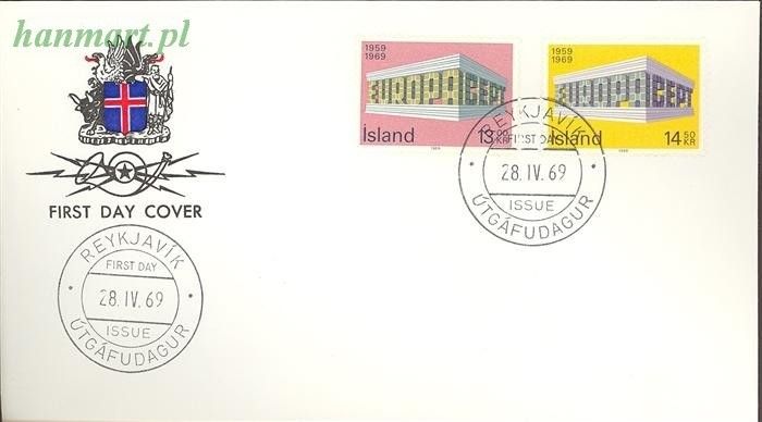 Znaczek Islandia 1969 Mi 428-429 FDC