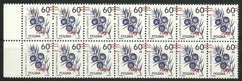 Znaczek Polska 1990 Mi 3269 Fi Pół ark 3121Mk Czyste **