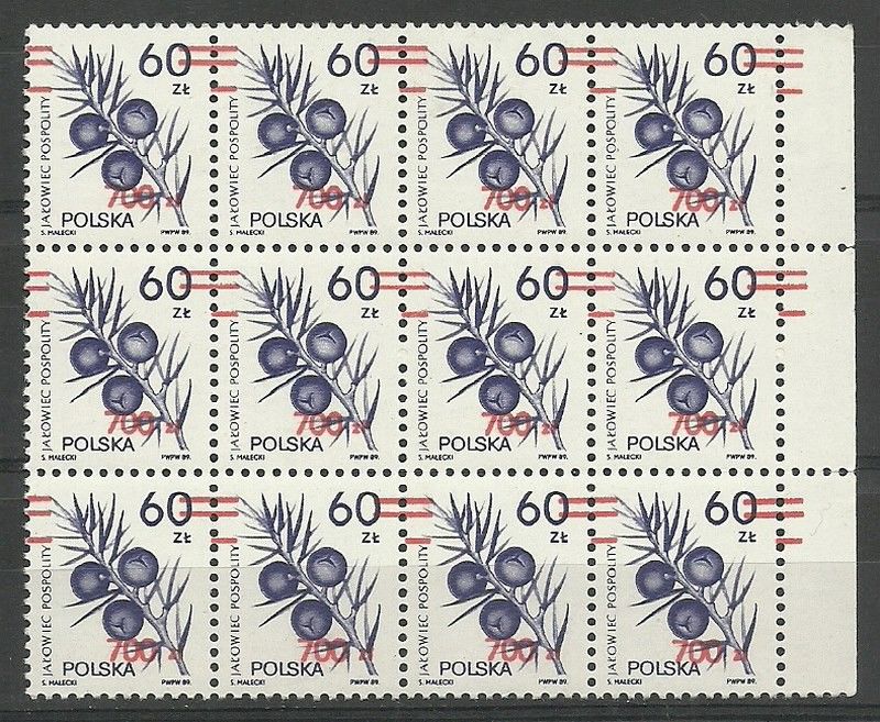 Znaczek Polska 1990 Mi 3269 Fi Pół ark 3121Mk Czyste **
