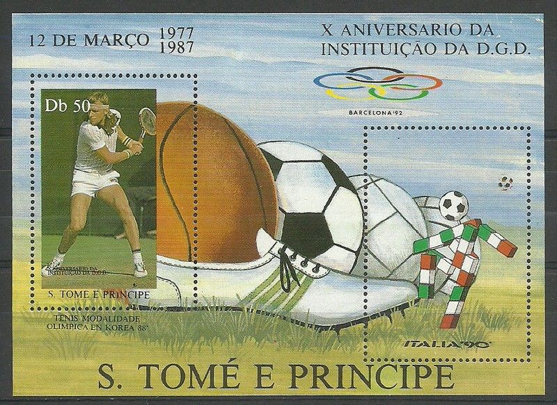 Znaczek Wyspy Św. Tomasza i Książęca 1987 Mi bl 171 Czyste **