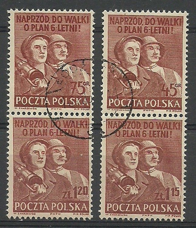 Znaczek Polska 1951 Mi 711-714 Fi 573-576 Stemplowane