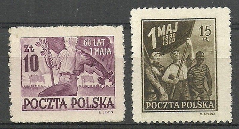 Znaczek Polska 1950 Mi 558-559 Fi 514-515 Czyste **