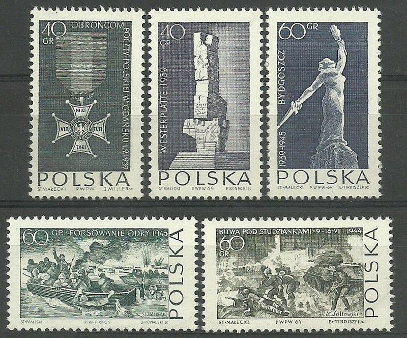Znaczek Polska 1964 Mi 1533-1537 Fi 1384-1388 Czyste **