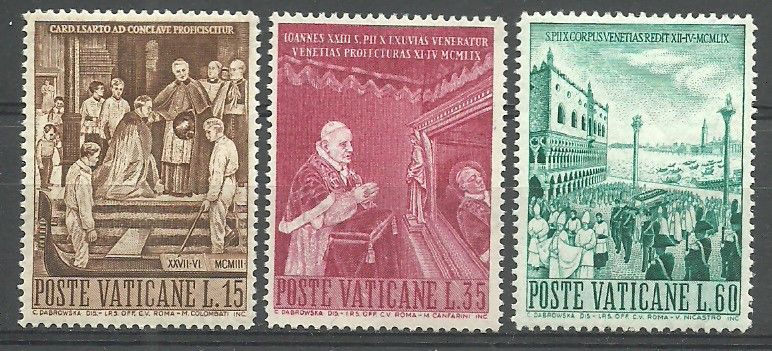 Znaczek Watykan 1960 Mi 344-346 Czyste **