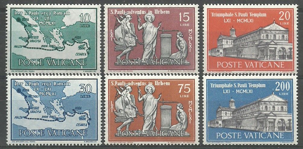 Znaczek Watykan 1961 Mi 369-374 Czyste **