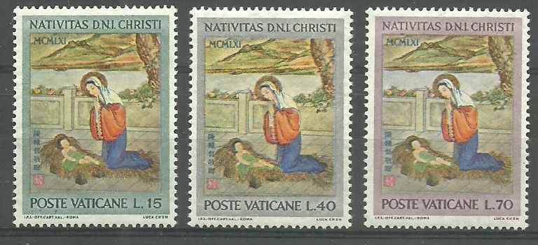 Znaczek Watykan 1961 Mi 388-390 Czyste **