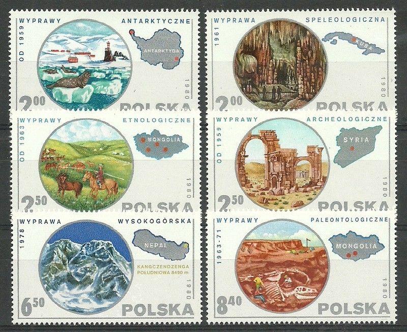 Znaczek Polska 1980 Mi 2686-2691 Fi 2538-2543 Czyste **