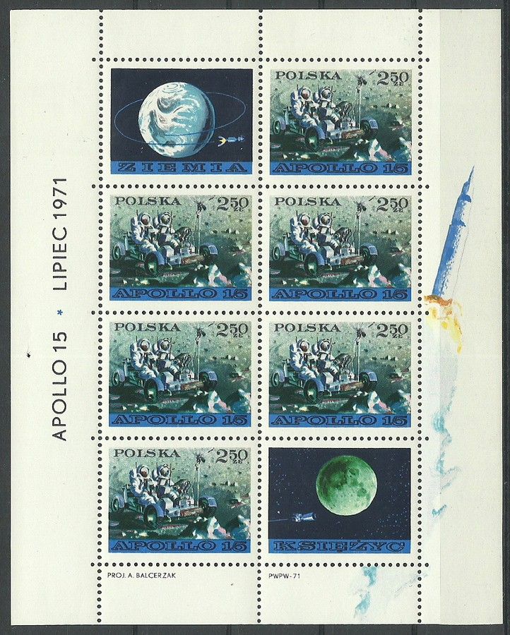 Znaczek Polska 1971 Mi bl 48 Fi ark 1976 Czyste **