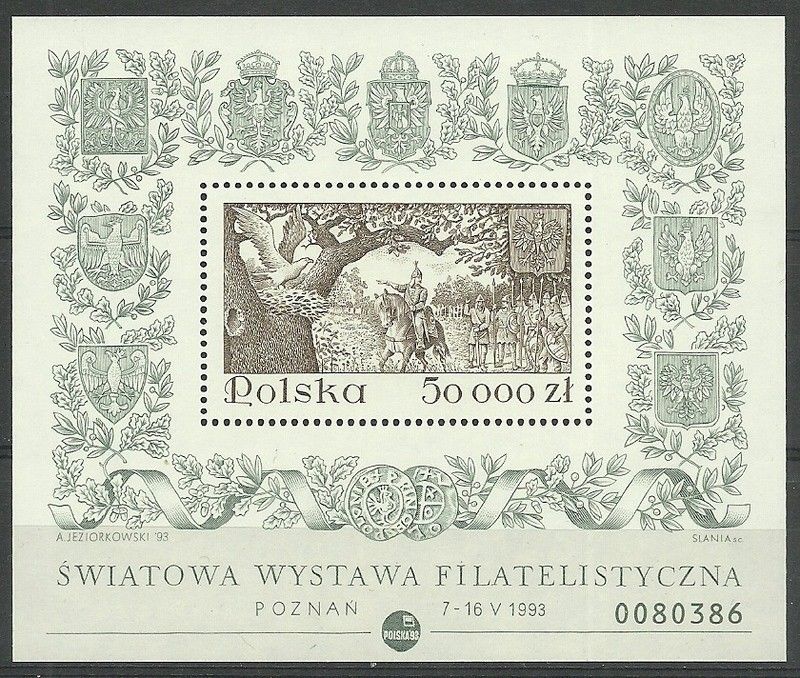 Znaczek Polska 1993 Mi bl 122 Fi bl 152B Czyste **